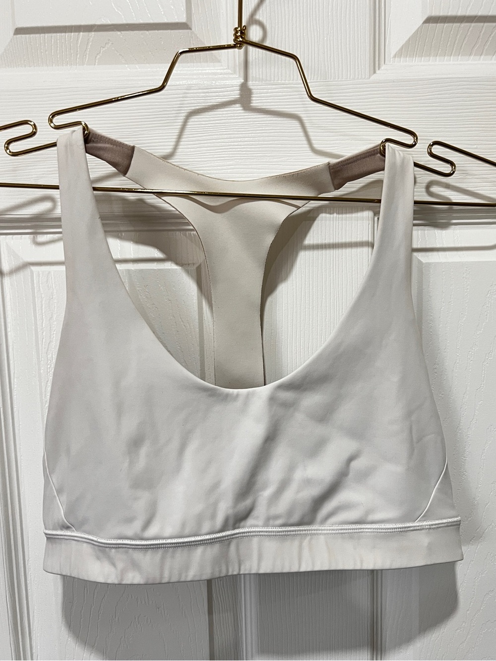 Lululemon White Break Free Activewear Sports Bra Nulux Size 12 Athleisure